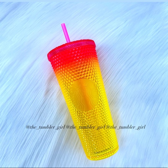 💛LIMITED 💛Starbucks Taiwan Sunset Gradient Red Yellow Ombré Studded Tumbler - Picture 3 of 10